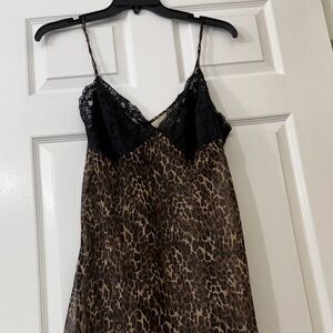 Avenue Leopard Print Chemise with Black Lace